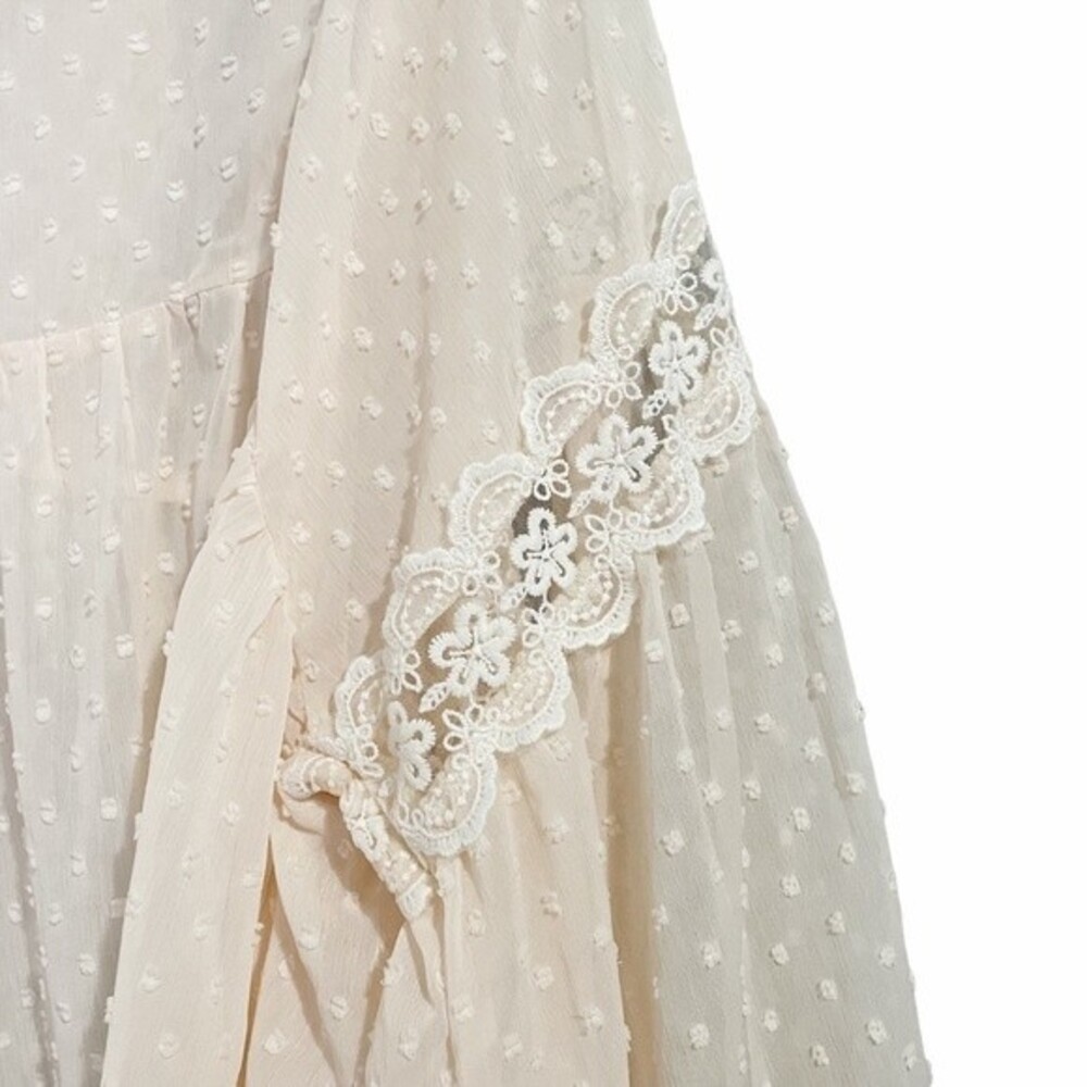 NWT Blue B Top Women’s Size Small Cream Lace Cottagecore Peasant Blouse Academia - Picture 7 of 11